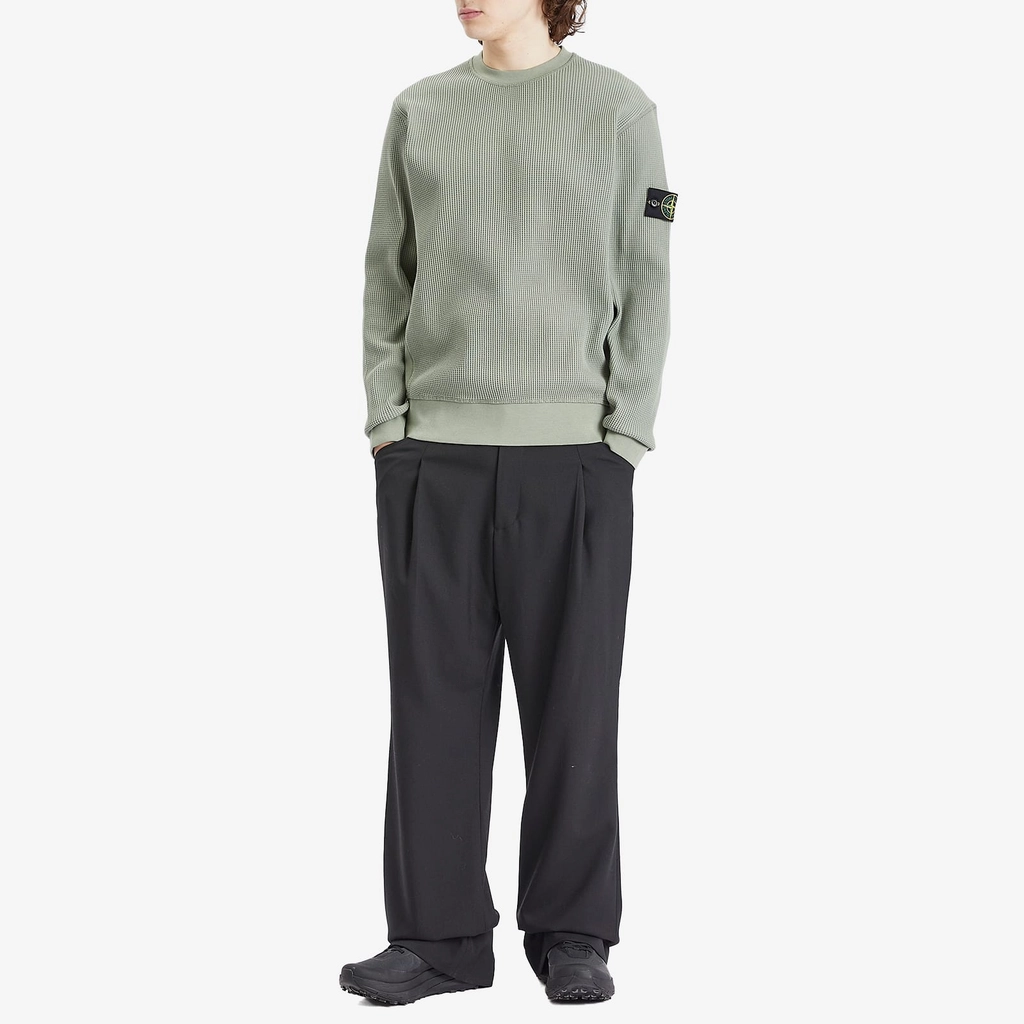 Stone Island Men's Waffle Crew Neck Sweatshirt Sage
